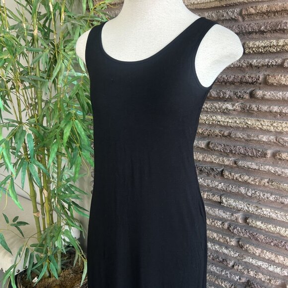 White & Warren Black Sleeveless Jersey Knit Maxi Dress Resort Casual Size Small - Picture 7 of 9